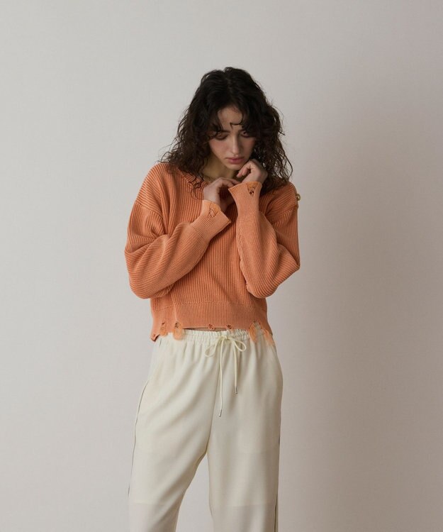 GRACE CONTINENTAL ピグメントニットトップ オレンジ