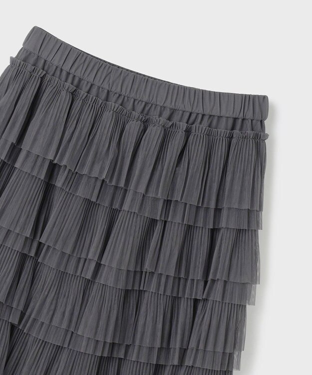 GRACE CONTINENTAL タイトティアードチュールスカート グレー