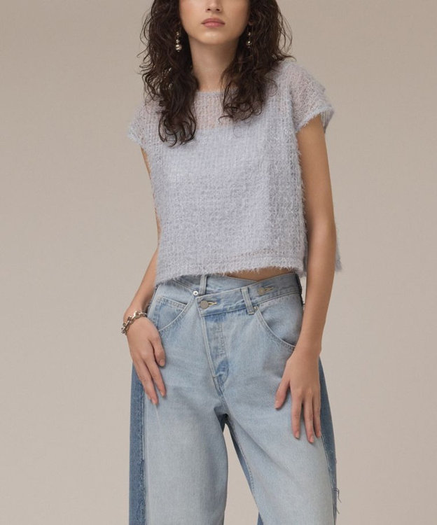 GRACE CONTINENTAL バックフレアチュールトップ ブルー