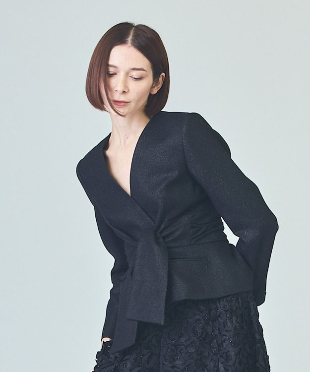 GRACE CONTINENTAL ラメWOOLボウジャケット ブラック