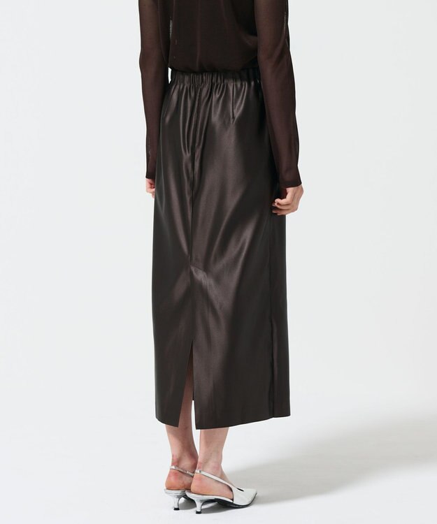 GRACE CONTINENTAL コーティングラップスカート ダークブラウン