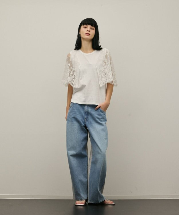 GRACE CONTINENTAL レースフレアカットトップ ホワイト