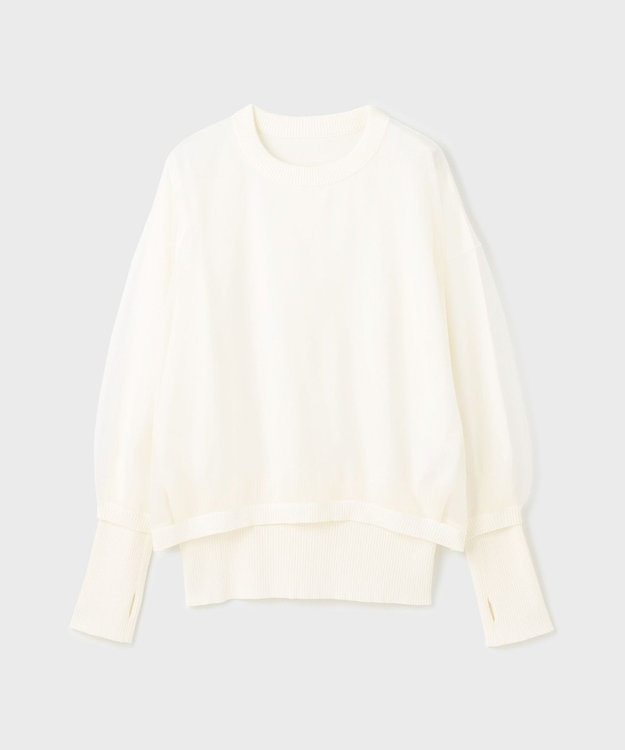 GRACE CONTINENTAL シアーニットトップ ホワイト