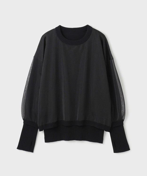 GRACE CONTINENTAL シアーニットトップ ブラック