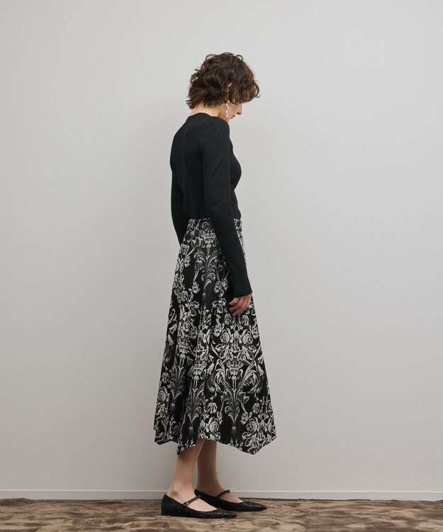 GRACE CONTINENTAL スクエアリブニットトップ ブラック