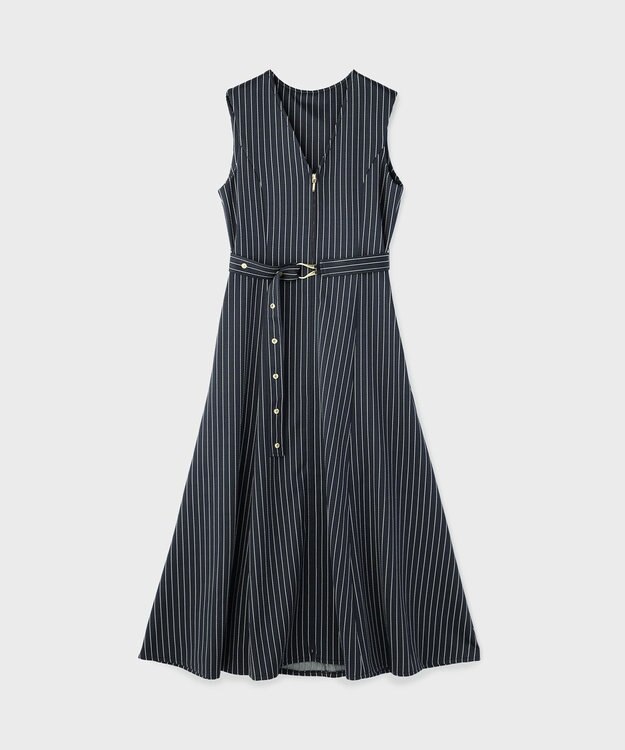 GRACE CONTINENTAL ストライプジャージワンピース ネイビー