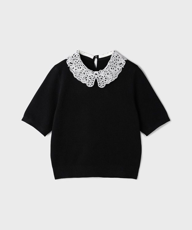 GRACE CONTINENTAL レースカラーラメニットトップ ブラック
