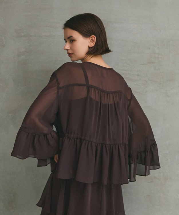 GRACE CONTINENTAL シフォンフリルポンチョ ブラウン