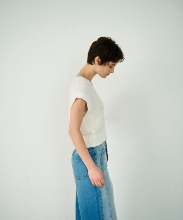 GRACE CONTINENTAL カノコショートニットトップ ホワイト