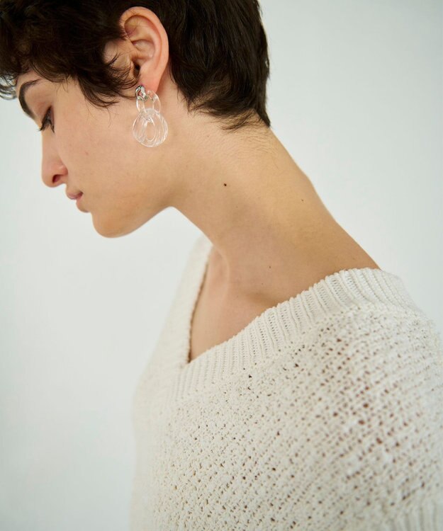 GRACE CONTINENTAL カノコショートニットトップ ホワイト