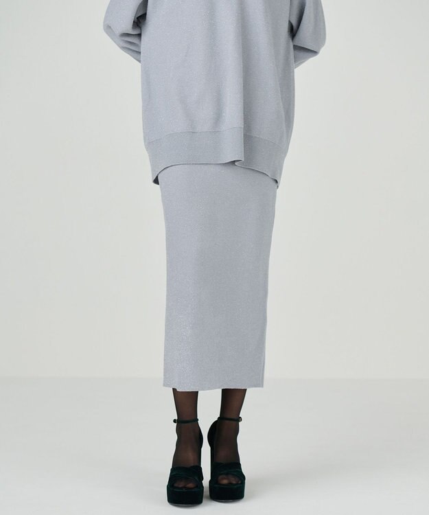 GRACE CONTINENTAL ラメタイトニットスカート グレー