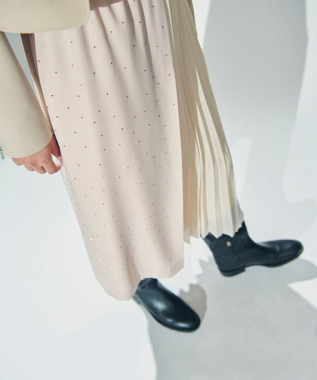 GRACE CONTINENTAL ビジュープリーツスカート ホワイト