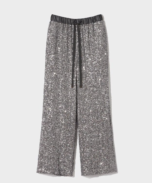 GRACE CONTINENTAL スパンコールニットパンツ グレー