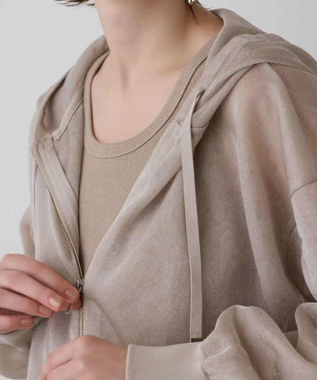 GRACE CONTINENTAL シアーニットパーカー ベージュ