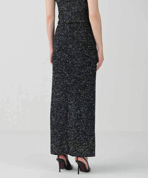 GRACE CONTINENTAL シャイニーニットロングスカート ブラック