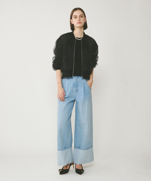 GRACE CONTINENTAL ロールアップワイドパンツ サックス