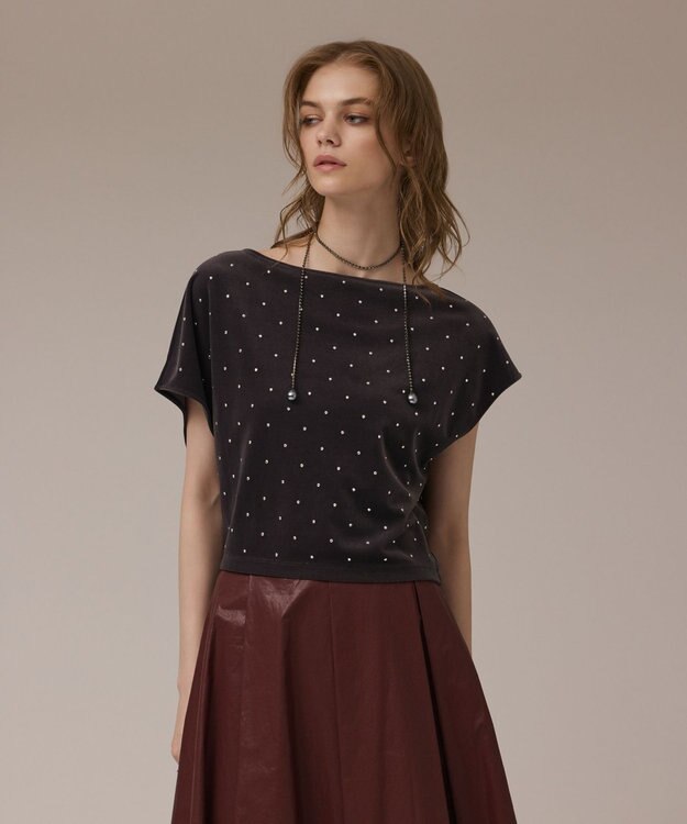 GRACE CONTINENTAL ベロアルーズカットトップ グレー