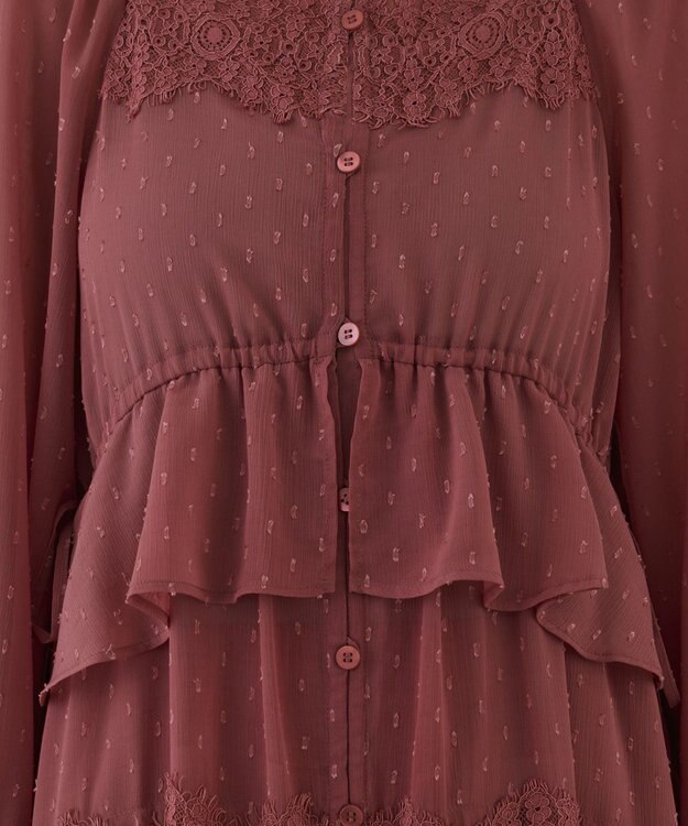 GRACE CONTINENTAL レースコンビカットジャガードワンピース ピンク