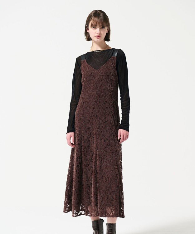 GRACE CONTINENTAL モールレースキャミワンピース ブラウン