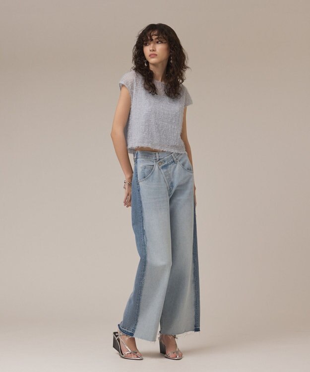 GRACE CONTINENTAL バックフレアチュールトップ ブルー