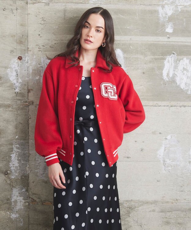 GRACE CONTINENTAL バーシティembジャケット レッド