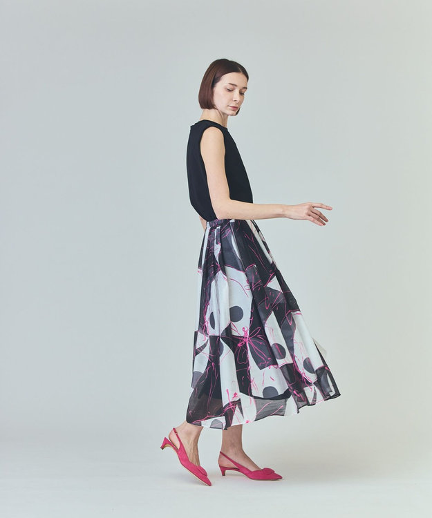 GRACE CONTINENTAL ペイントシアースカート ブラック