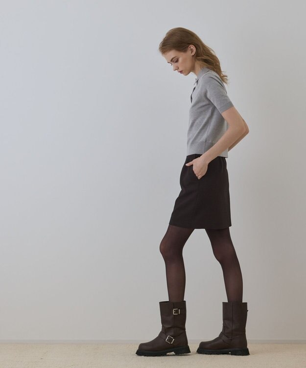 GRACE CONTINENTAL ウールギャバミニスカート ブラウン