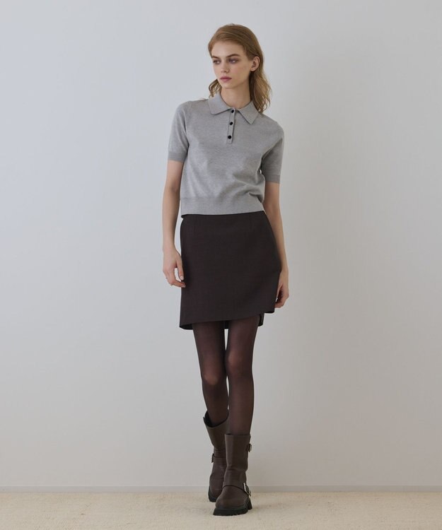 GRACE CONTINENTAL ウールギャバミニスカート ブラウン