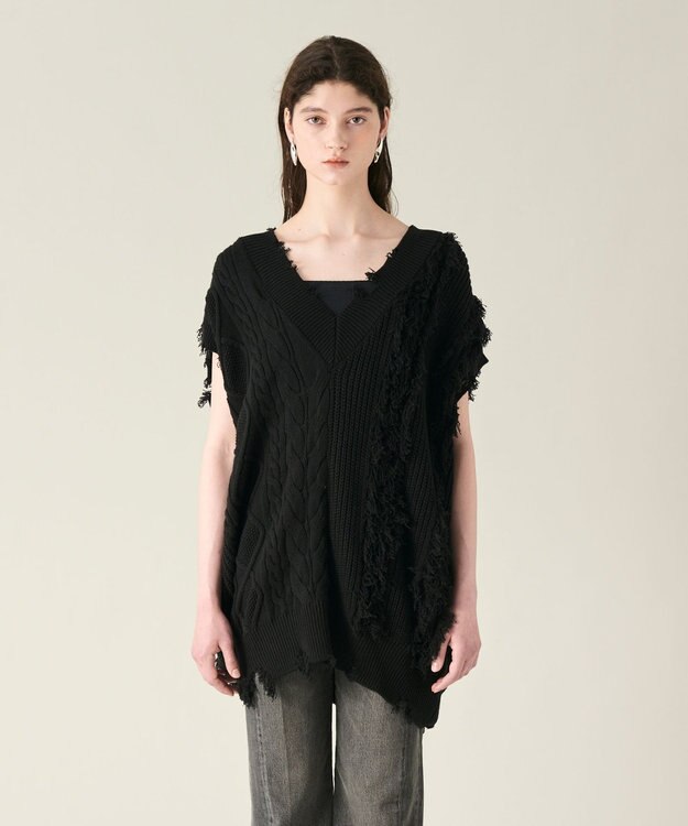 GRACE CONTINENTAL クラッシュニットトップ ブラック