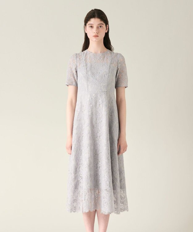 GRACE CONTINENTAL コードレースフレアドレス グレー