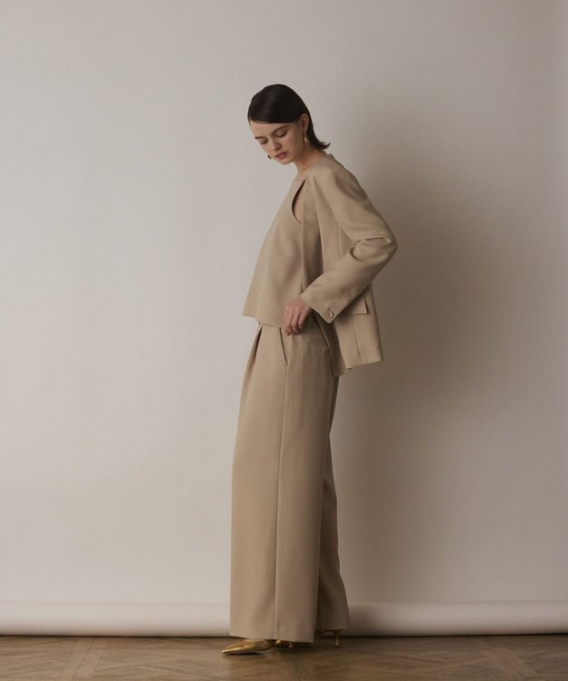 GRACE CONTINENTAL バックシャンノーカラージャケット ベージュ