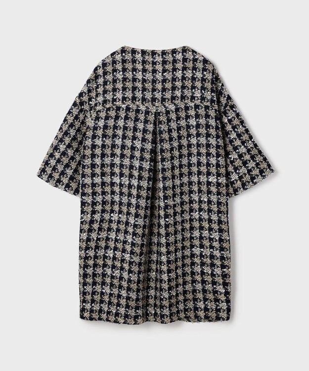 GRACE CONTINENTAL シャイニーツイードコート ネイビー