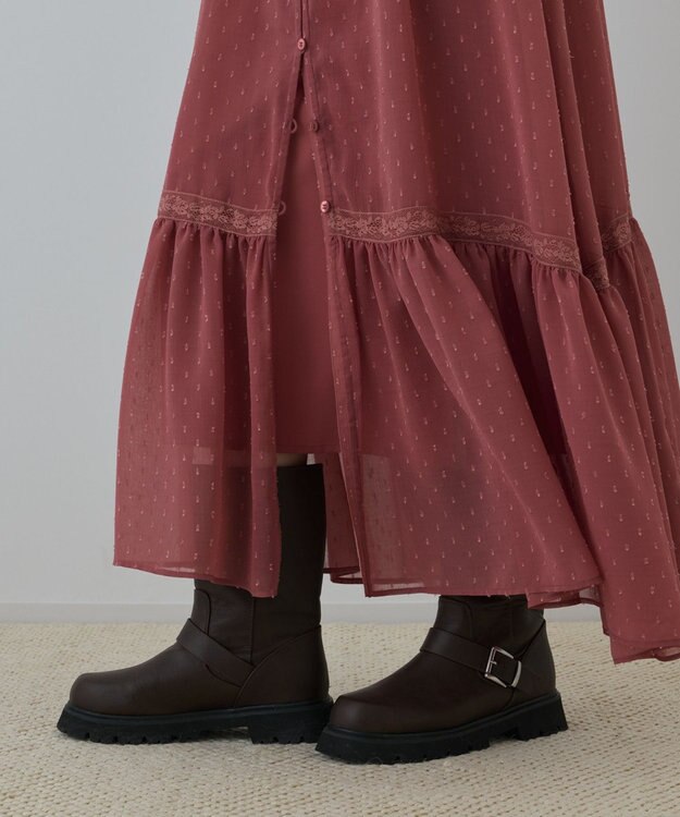 GRACE CONTINENTAL レースコンビカットジャガードワンピース ピンク