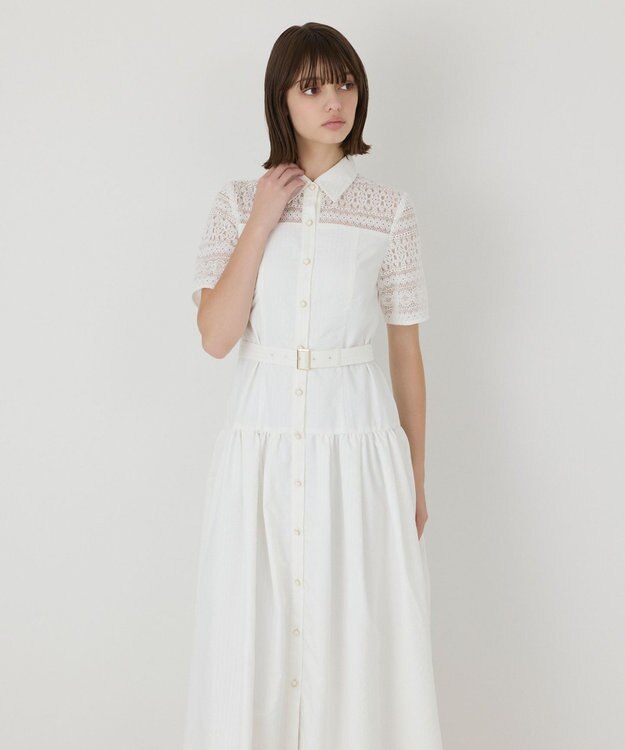 GRACE CONTINENTAL レースドッキングフレアワンピース ブラック