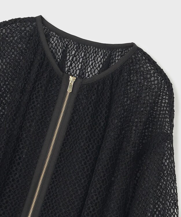 GRACE CONTINENTAL メッシュギャザーブルゾン ブラック