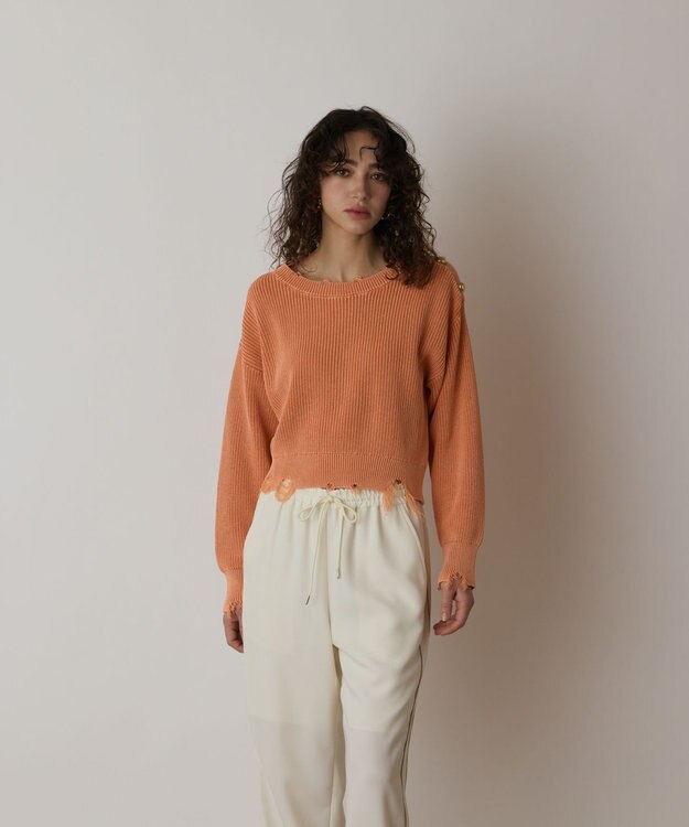 GRACE CONTINENTAL ピグメントニットトップ オレンジ