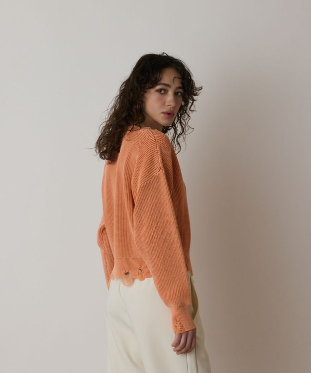 GRACE CONTINENTAL ピグメントニットトップ オレンジ
