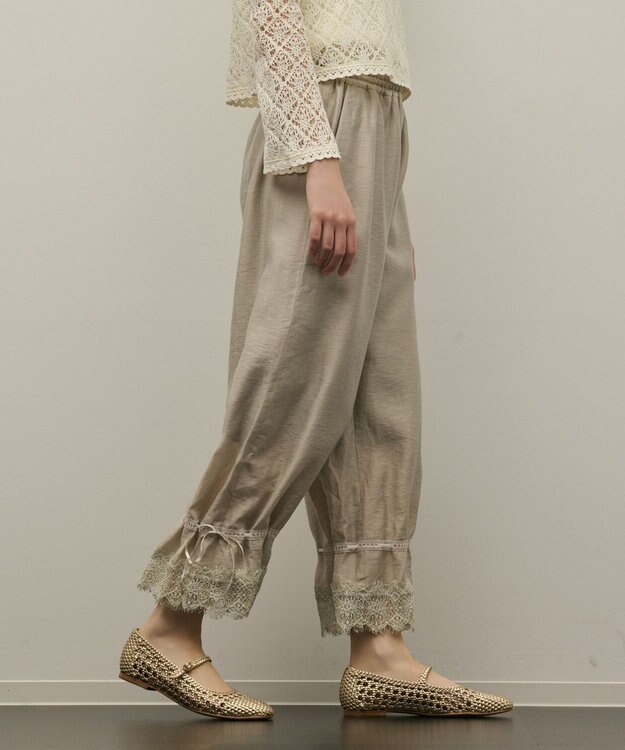 GRACE CONTINENTAL ドロストクロップドパンツ カーキ