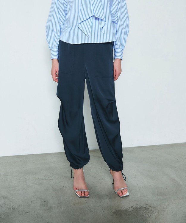 GRACE CONTINENTAL サテンワークパンツ ネイビー