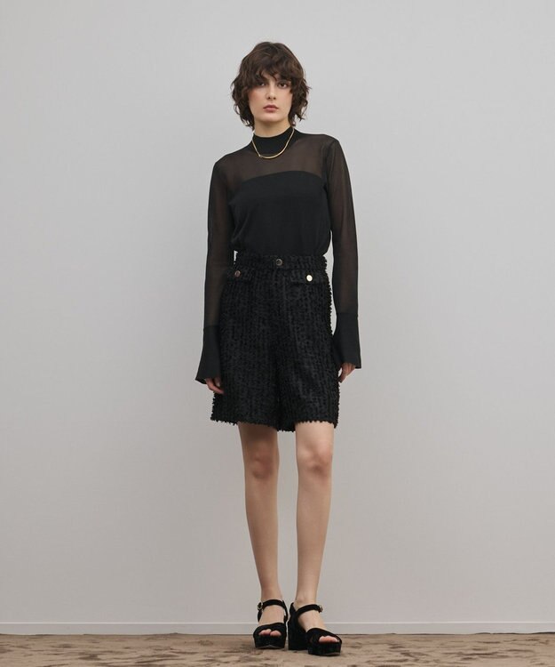 GRACE CONTINENTAL カットジャガードハーフパンツ ブラック