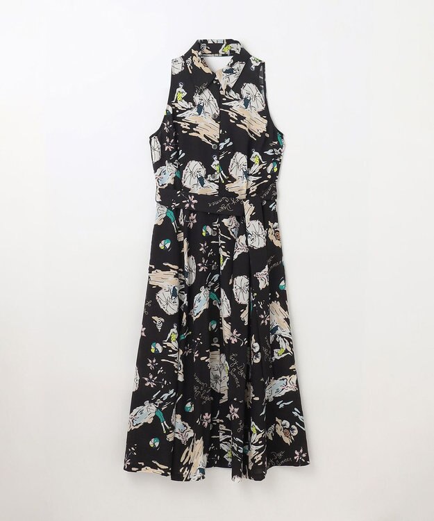 GRACE CONTINENTAL バックコンシャスプリントワンピース ブラック