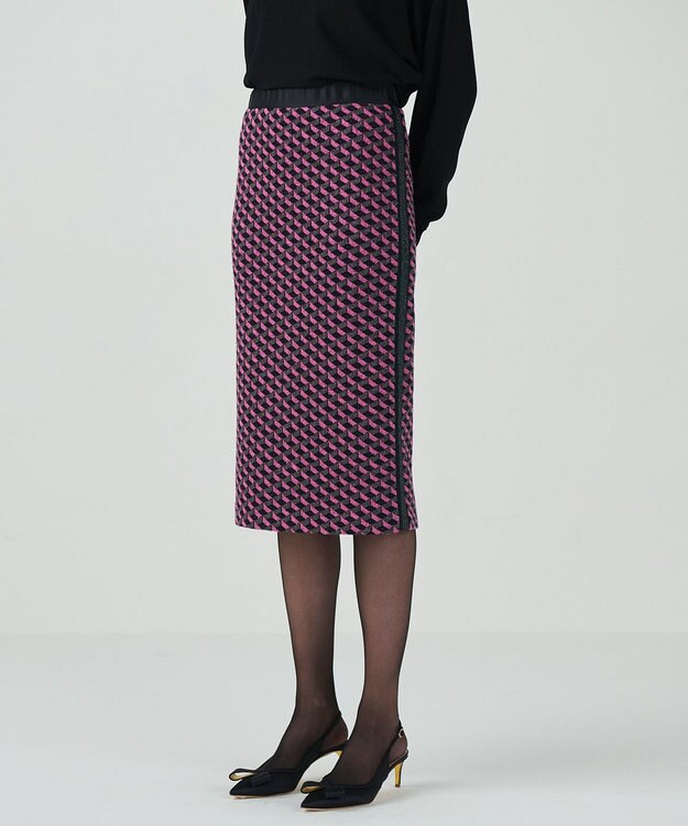 GRACE CONTINENTAL ラメジャガードラインスカート ピンク