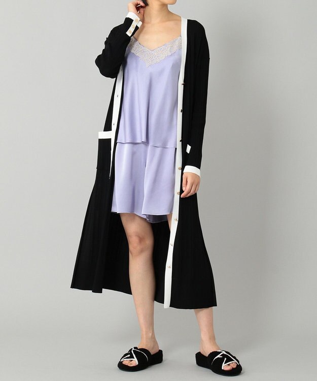GRACE CONTINENTAL 【LIFE STYLE WEAR】トリミングニットカーディガン ブラック