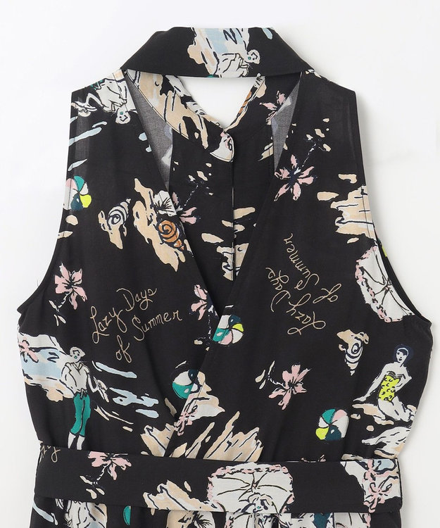 GRACE CONTINENTAL バックコンシャスプリントワンピース ブラック