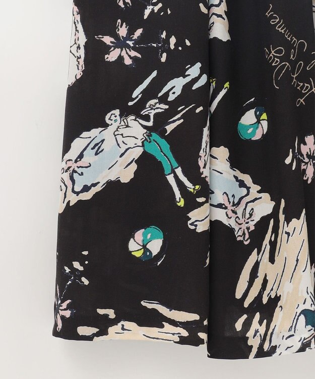 GRACE CONTINENTAL バックコンシャスプリントワンピース ブラック