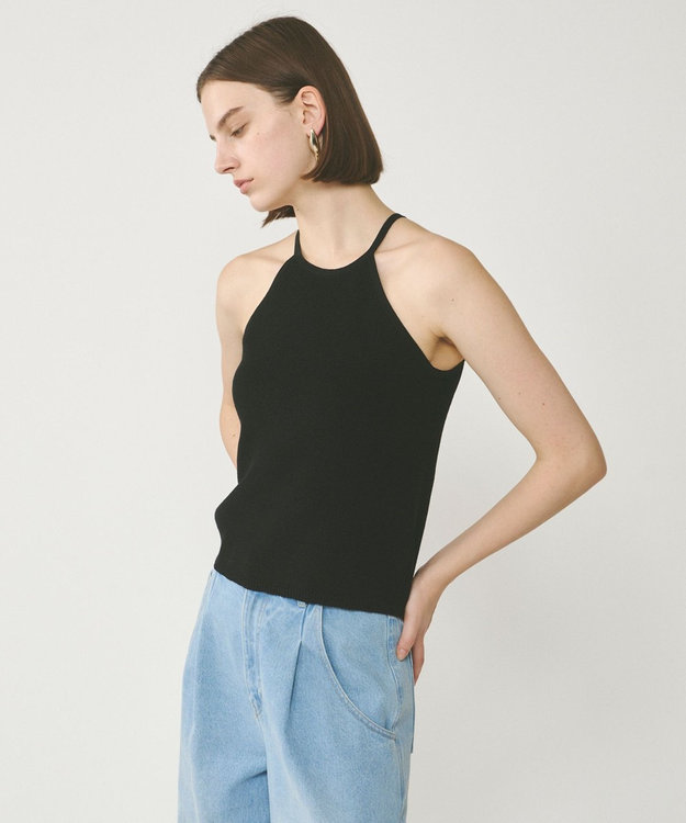 GRACE CONTINENTAL ハイゲージ畦ニットトップ ブラック