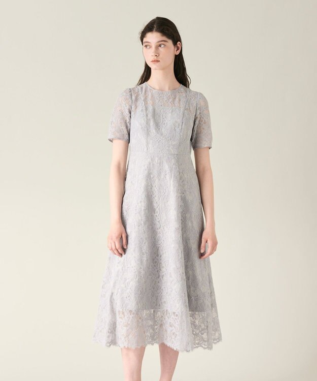 GRACE CONTINENTAL コードレースフレアドレス グレー