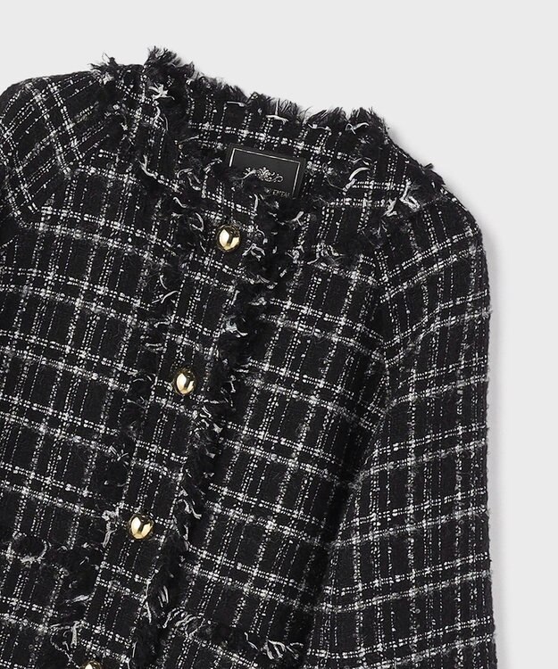 GRACE CONTINENTAL フレアスリーブツイードジャケット ブラック