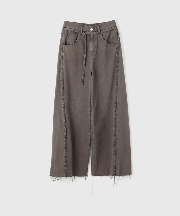 GRACE CONTINENTAL フリンジバギーパンツ チャコール