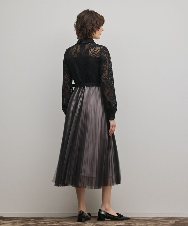 GRACE CONTINENTAL コードレースプリーツワンピース ブラック